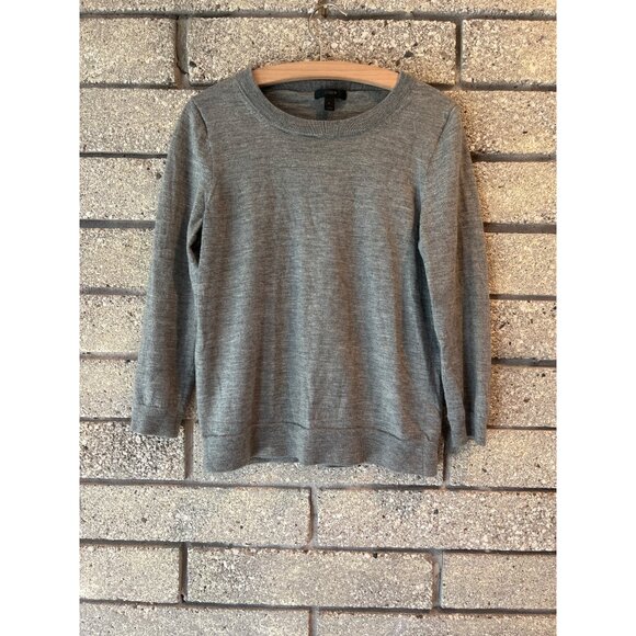J. Crew Womens Gray Lightweight 100% Merino Wool Crewneck Sweater Size L - Picture 1 of 6